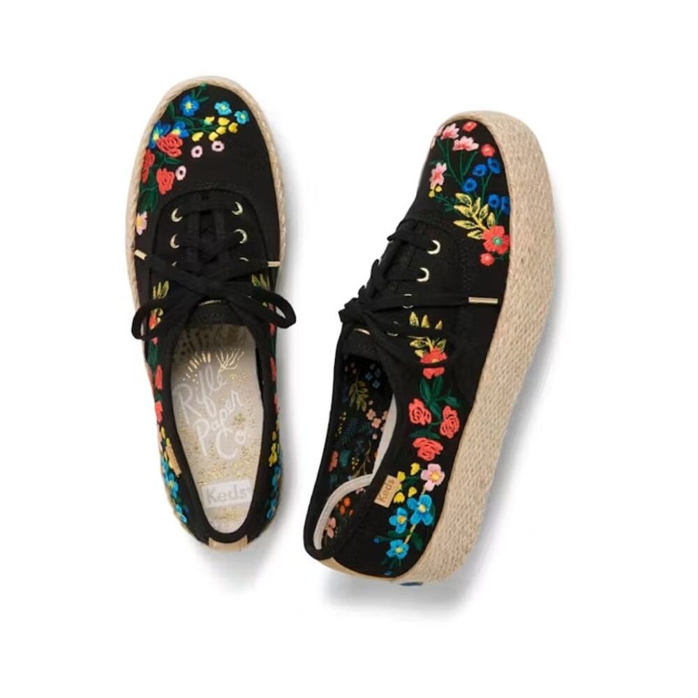 Keds x Rifle Paper Co. Triple Kick Wildwood Embroidered Espadrille Sneakers 11